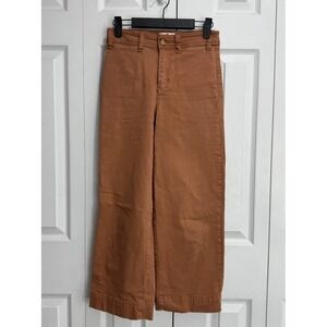 Marine Layer Bridget Crop Pants Women's 24X23 Brown Pull-On Wide-Leg Zip-Fly
